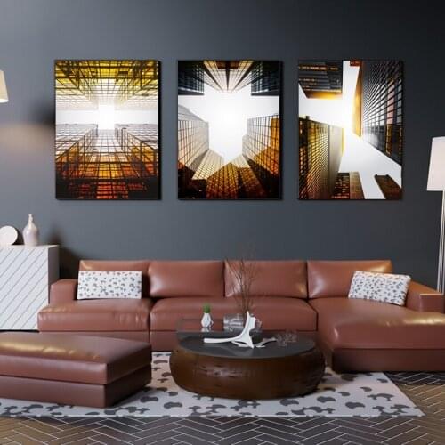 Canvas Painting Modern Architecture Glass Exterior Tall Building Poster Decoration Company Wall Art Pictures Living Room Decor