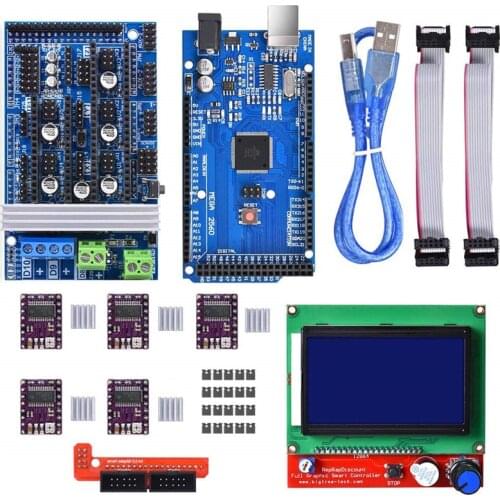 3D Printer Controller Kit for Mega 2560 UNO R3 Starter Kits+RAMPS 1.6+5Pcs DRV8825 Stepper Motor Driver + LCD 12864 Reprap