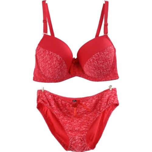 40-44 D DD E Big size ladies bra set Cotton bow Comfortable print floral push up sexy women Lingerie Hot selling for European