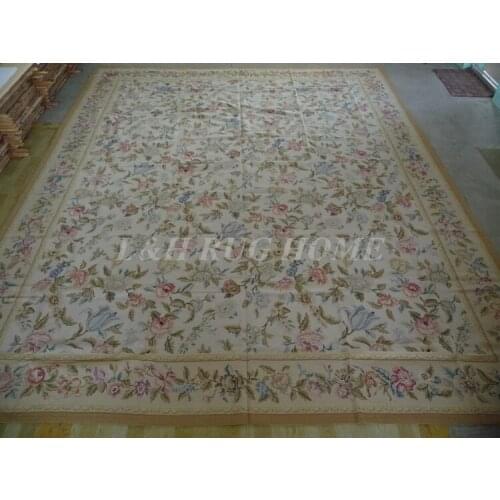 Free shipping 12'x15' hand knotted needlepoint carpet, handmade rug for home decoration, 100% New Zealand Woolen rug florals