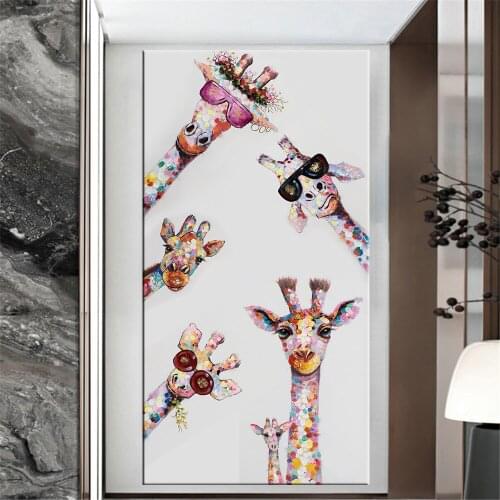 Colorful Giraffe Animal Family Poster Painting Cuadros For Kid Wall Art Picture Living Room Home Decor Giraffe Posters Painting