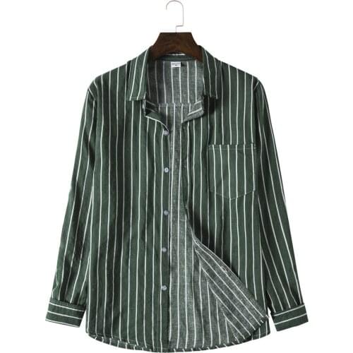 Mens Jacket Fashion Slim Striped Shirt Long Sleeve Youth Lapel Mens Casual Designer Shirt Chinese Retro Shirt