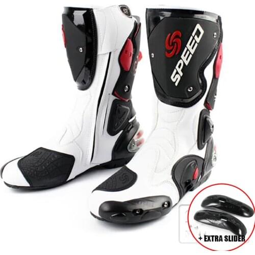 B1001 Motorcycle Racing Boots Professional SPEED Biker Shoes Motorbike Long Riding Protective Gear Shift Microfibe Leather boot