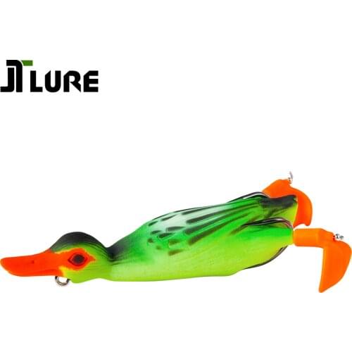 110mm 19g Weedless Frog Soft Fishing Lure 3D Hollow Body Duck Bait Artificial Matte Finish Jerkbait for Snakehead