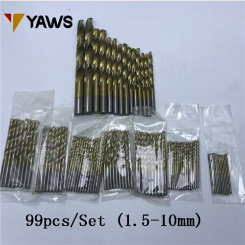 99pcs/Set Twist Drill Bit Set HSS High Steel Titanium Coated Drill Woodworkin Tool 1.5-10mm Titanium Coated Drill Woodworking