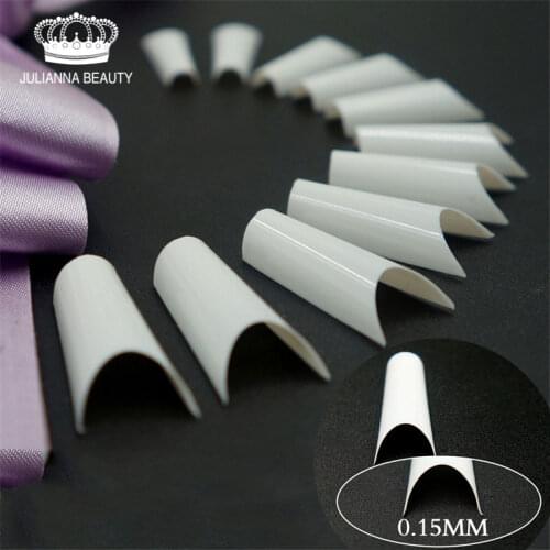 Fake Nails Tips 10 Sizes 550 Pcs Completely Curved White Nail Tips French False Acrylic Nail Art Decorations C Shape Full Tips
