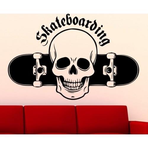 Skull Skateboarding Wall Sticker Decal Skiing Posters Vinyl Wall Decals Pegatina Decor Mural Skating Car Decal Sticker