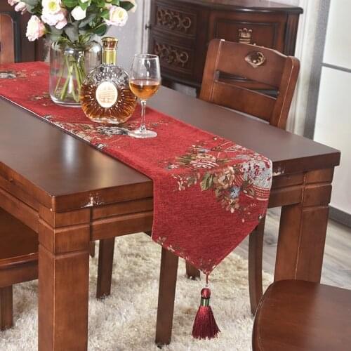 Table Runner Middle Decoration Cloth Bar-Shaped Custom Chinese Style Red Bed Runner Dining Table Cushion Wedding Light Luxury