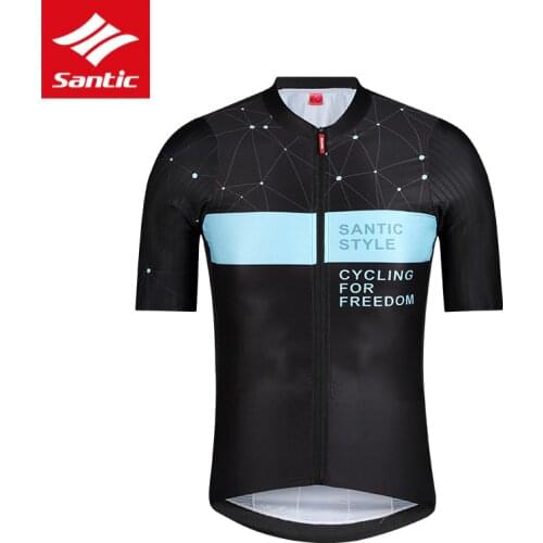 2019 New Santic Short Sleeve Mens Cycling Jersey Professional MTB Road Bike Shirt Breathable Outdoor Bicycle Sport Tops Black
