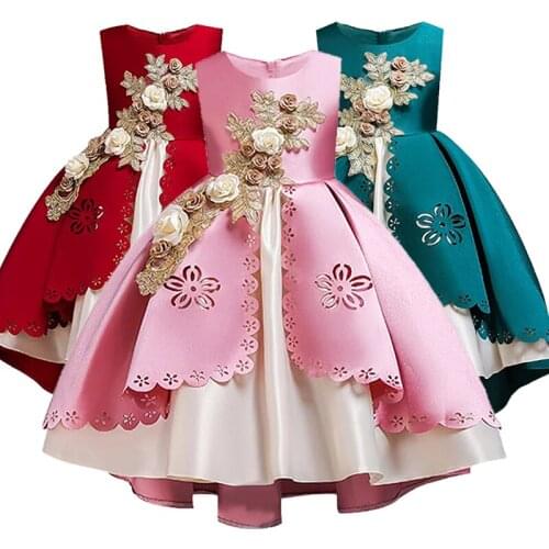 Toddler Girl Clothes Elegent Dresses 2-10 Year Baby Girls Birthday Floral Dress Kids Christmas Party Princess Clothing Vestidos