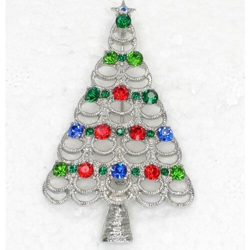 Wholesale Fashion Brooch Rhinestone Christmas tree Pin brooches Christmas Gift in 8 colors C101255
