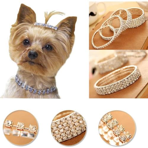 Cat Dog Mini Bling Rhinestone Chocker Collar Cute Fancy Chihuahua Pet Crystal Necklace Jewelry Supplies