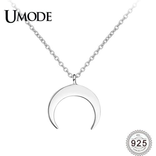 UMODE New 925 Sterling Silver Crescent Moon Pendant Necklaces for Women Silver 925 Necklace Jewelry Simple Pendants ALN0395