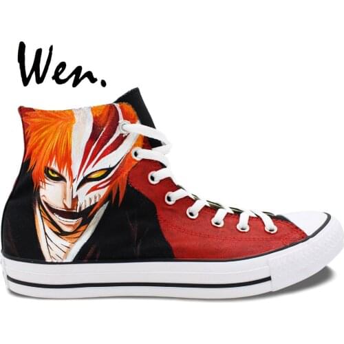 Wen Anime Hand Painted Canvas Shoes Design Custom Bleach High Top Men Womens Canvas Sneakers Birthday Gifts
