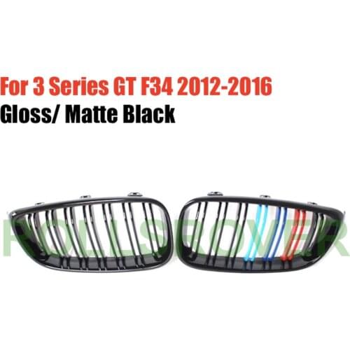 ROLLSROVER Front Bumper Grille Grill For 3 Series GT F34 2012-2016 3 Colors Dual Slat Car Styling