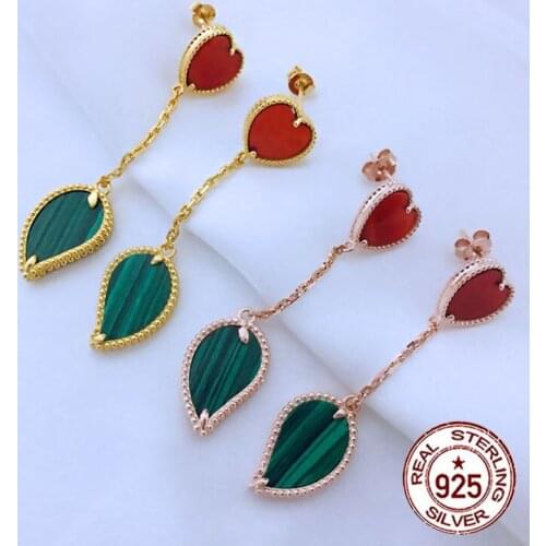 S925 sterling silver earrings simple personality fashion style hypoallergenic love leaf shape to give girlfriends birthday gift