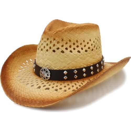 2019 Sun Sun Hat Handmade Weave Straw Women Men Beach Sun Sombrero Cowboy Hat Size 58CM A0131