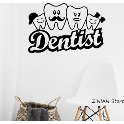 Dentist Teeth Family Wall Sticker Dental Office Clinic Washroom Bathroom Decor Vinyl Art Wall Stickers Removable Wallpaper Z052