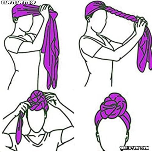 Fashion Printed African Women Pre Tied Turban Head Wraps Headband Long Hair Scarf Bandanas Cap India Muslim Headwear