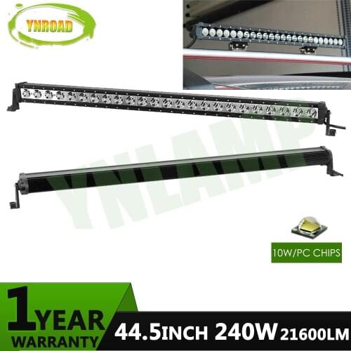 YNROAD 240w 44.5inch single row Led Light Bar work light Driving Offroad Light Spot/flood/combo 10V- 30V for ATV SUV IP67