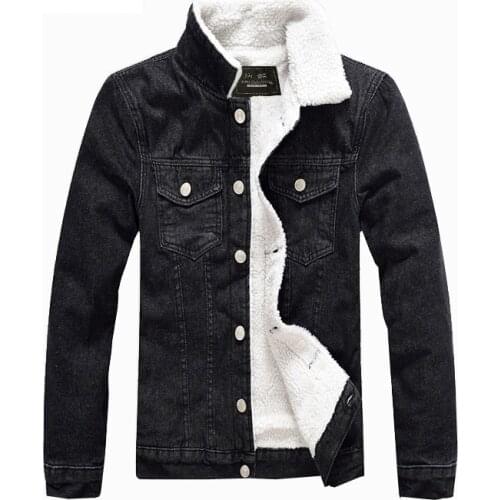 Winter Mens Jackets Plus Size 5XL Sherpa Coat Parka Inner Fleece Denim Jacket Turn-down Collar Outwear Coat Mens Clothing,ZA291