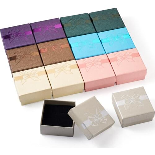 6pcs Square Jewelry Cardboard Set Box Gift Boxes Pendant Display Case for Bracelet Packaging Cases Organizer Storage 9x9x2.7cm