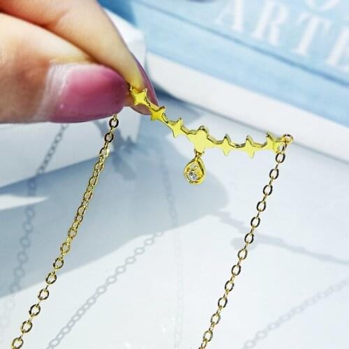 2021 High Quality Exquisite Seven Stars Smile Yellow Gold Necklace Girls Cocktail Party Engagement Jewelry Gift
