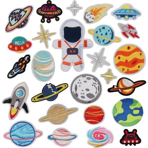 Iron On Patches 26Pcs Planet Astronaut DIY Sew Decoration Appliques Stickers For Clothing,Backpack,Repair The Hole Stick