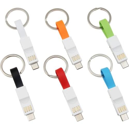 3 in 1 Mini Keychain Charging Cable Micro USB Type C For iPhone X 11 Fast Charger Data Cord Short for Samsung S9 One Plus 7 Pro