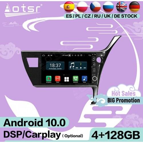 4+128G Carplay Screen Multimedia Stereo Android Player For Toyota Corolla 2016 2017 2018 GPS Navi Audio Radio Receiver Head Unit