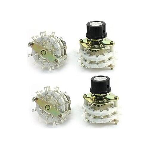 4 Pcs 6mm Dia Shaft 24Pin 2-Pole 11-Position 2P11T Potentiometer Rotary Switch