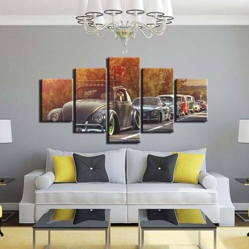 5 Panels Classic Car Canvas HD Prints Painting Poster Pub Bar Garage Living Room Home Decor