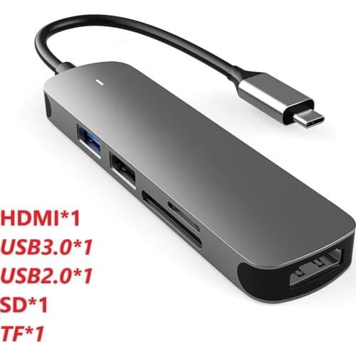 5-in-1 Type-C HUB 4K Docking station dual HDMI USB3.0 USB2.0 SD TF Laptop Docking Stations Aluminium Alloy High Quality