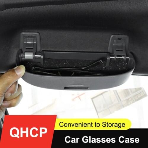 QHCP Car Sunglasses Holder Case Sun Visor Glasses Stowing Tidying Storage Box Black Grey Gray For Toyota Avalon 2019 Accessories