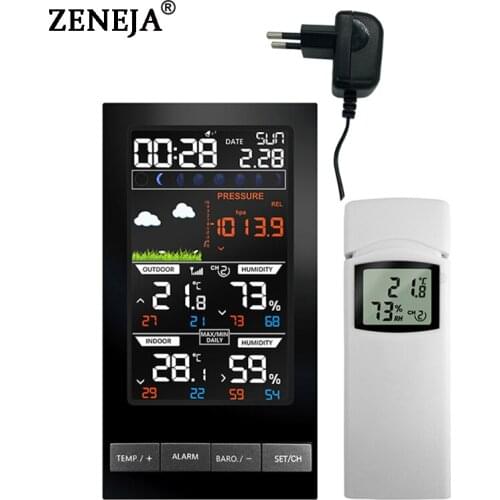 Wireless Weather Station 3 Channel Outdoor Digital Thermometer mmHg Barometer Hygrometer Weather Forecast Alarm Clock Dew Point