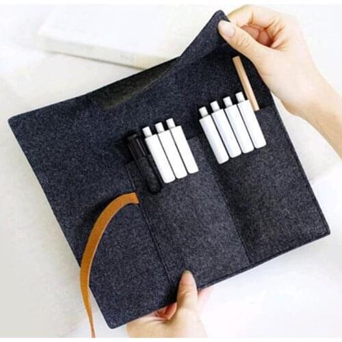 Pen Pencil Case Paint Brush Drawing Organizer Canvas Stationery Bag Storage Soft Portable Arts Craft Roll Up