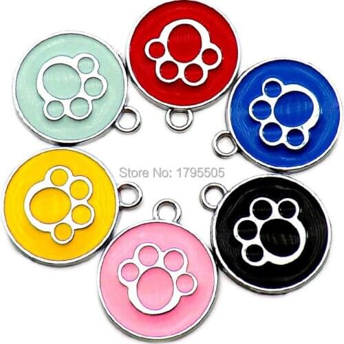 Wholesale 20pcs Double Sides Dog ID Tags Solid color blank diy cat Round dog claw bone Custom Dog Collar Name ID Tags For Cat id