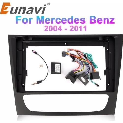 Eunavi 2 DIN Fascia Frame Car Radio Dash Frame Installation Panel Trim Kit for Mercedes Benze E/CLS class 2002-2010