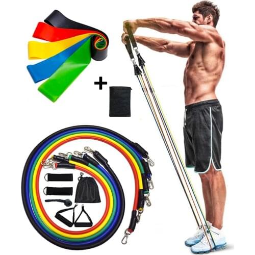 11/12/17PCS Elastic Fitness Resistance Bands Set Sports Rubber Bands Crossfit Expander Exercise Equipment for Training Gym