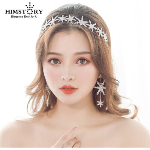 Himstory New Elegance Gold Silver Star Bridal Headband 2019 Simple Hair Jewelry Wedding Dress Accessories Hairband