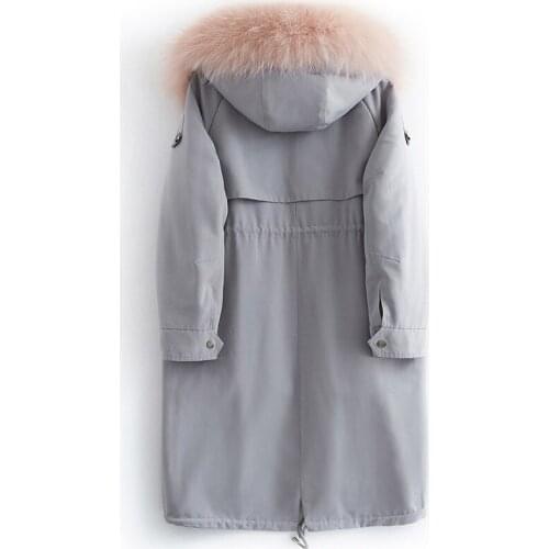 Rex Rabbit Raccoon Collar Winter Coat Real Fur Parka Women Clothes 2020 B12F81340 YY227