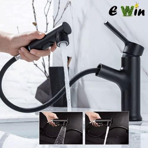 Copper Bathroom faucet Kitchen basin Tap sink hot/cold Pull Out Bathroom Basin Sink Faucet 3 Mode Mixer faucet for bathroom