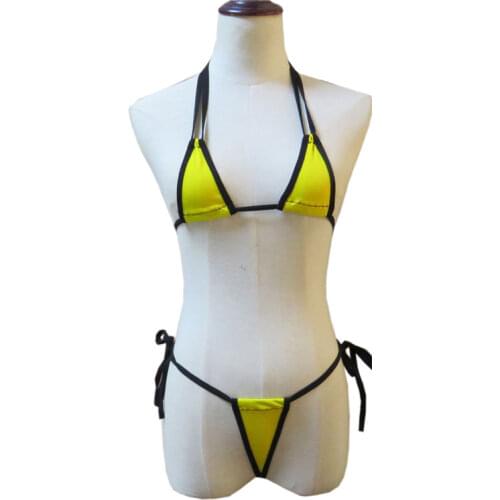 Micro bikini plus size swimwear women swimsuit women biquini bikinis Solid color Edging Halter Sling Triangle Thong 11 colors