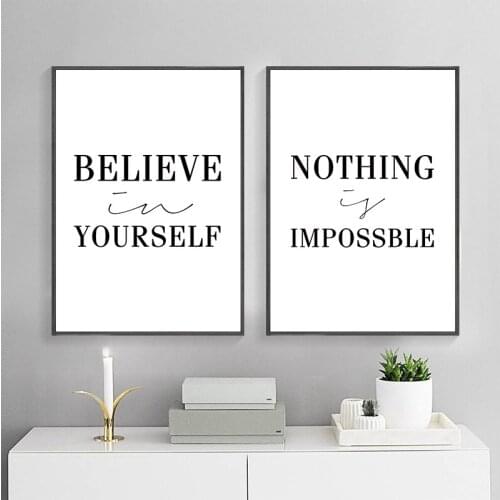 Minimalist Black White Art Canvas Painting Quote Poster Inspiring Words On Canvas Wall Picture for Living Room Unframed