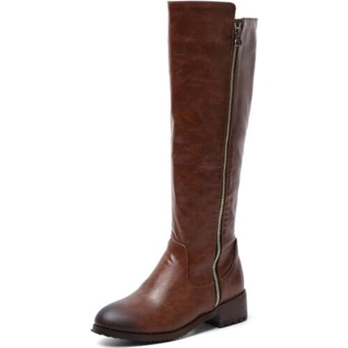 New Winter Women Boots Knee High Boots Big Size Women Boots Ridding Boots Motocycle Boots Black Brown Boots34-45