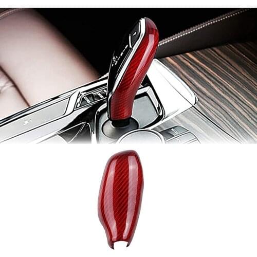 Gear Lever Trim Carbon Fiber Gear Head Cap Sticker Interior Accessories for -BMW 5 6 7 Series X3 X4 2016-2020 Red