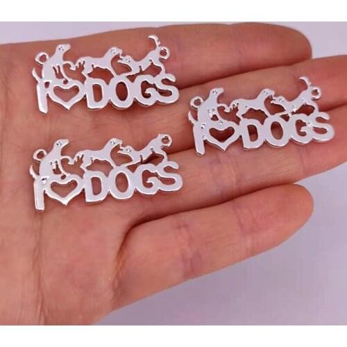 Hzew 50 pcs cute i love dog pendant charm three dog gift charms for women man Accessories