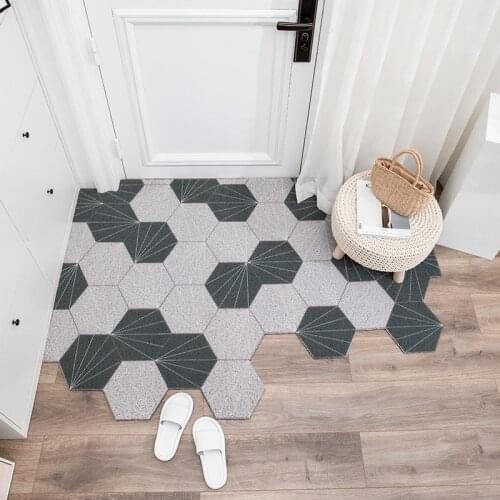 Silk Loop Door Mat PVC Entrance Home Anti-slip Rubbing Cut Irregular Dust Carpet Nordic style Room Rug Kitchen Mat Custom