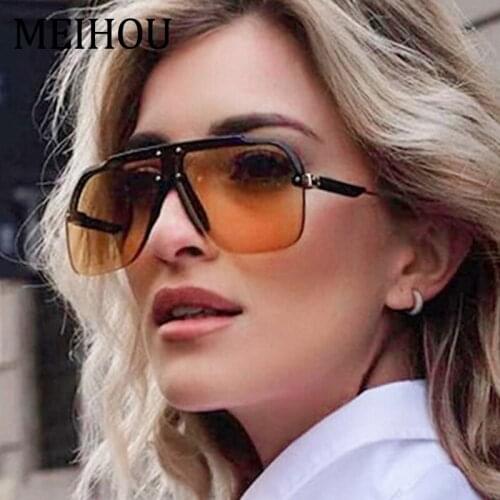 Classic Pilot Sunglasses Women Men Fashion Oversize Clear Shades Half Frame Woman Sunglasses Trend UV400 Oculos De Sol