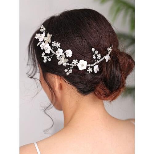 Wedding Hair jewelry Flower Headband SIlver Headpieces Rhinestones Elegant Headwear Bridal Hair Accessories Hairstyles Jewellery